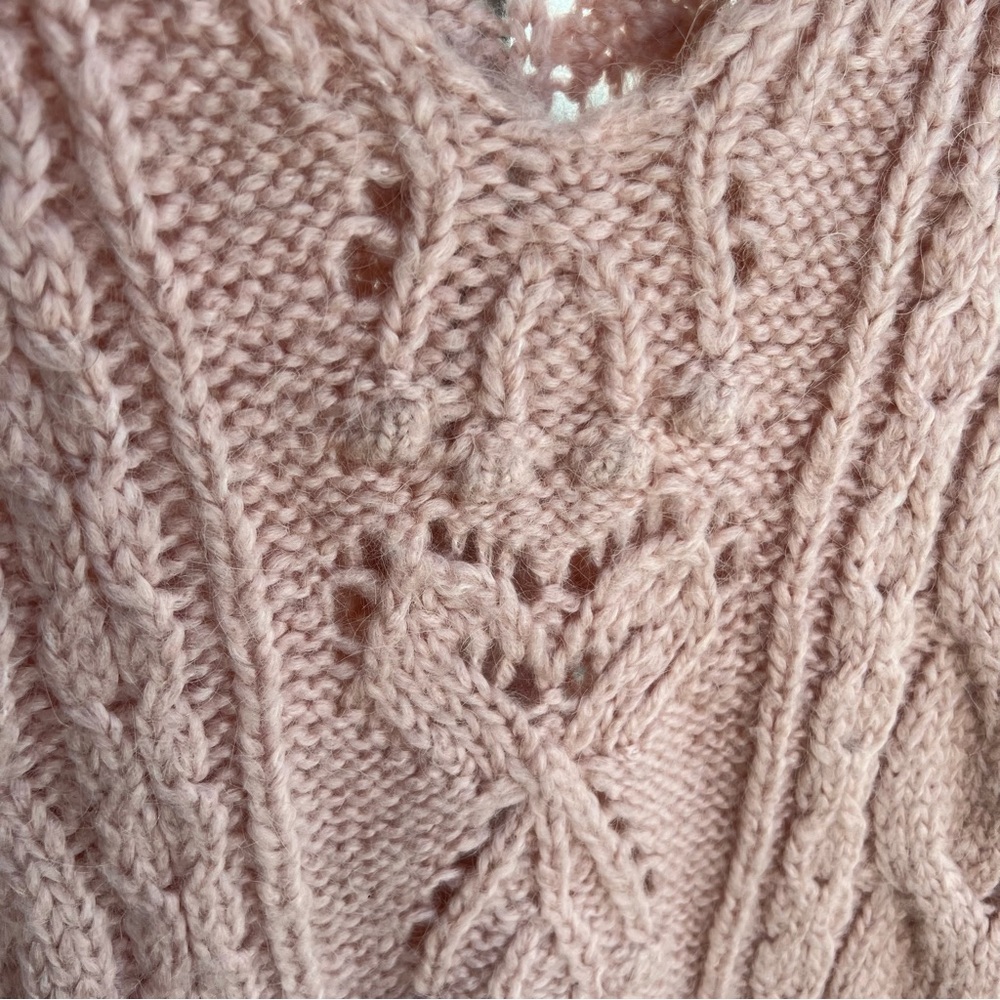 Zara Blush Pink Wool Alpaca Cable Knit Sweater - Picture 5 of 9